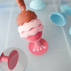 BPA Free Silicone Suction Ice Cream Stack Toy,Bath Toys, Silicone Ice Cream Stacking Toy, Baby Bath Toy, Connect, Build, Create - Bathtub Toys