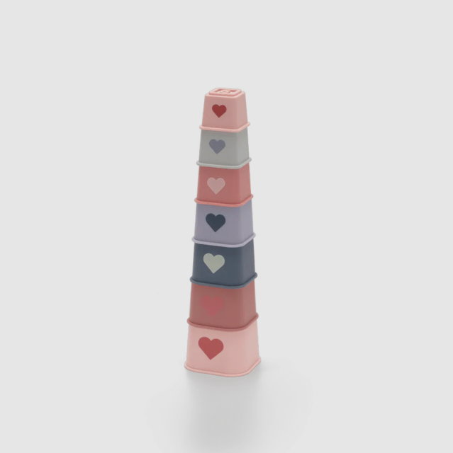 Square Silicone Stacking Cups Toy With Lovely Prints,7pcs Square Silicone Stacking Cups Toy With Lovely Prints, Learning Education Develop Building Cups Tower