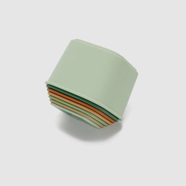 Square Silicone Stacking Cups Toy With Lovely Prints,7pcs Square Silicone Stacking Cups Toy With Lovely Prints, Learning Education Develop Building Cups Tower