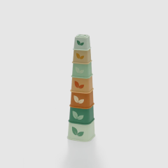 Square Silicone Stacking Cups Toy With Lovely Prints,7pcs Square Silicone Stacking Cups Toy With Lovely Prints, Learning Education Develop Building Cups Tower
