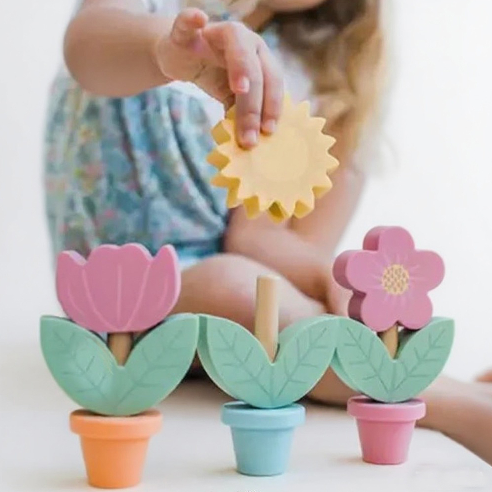Baby Stacking Flower Pots Toys For Toddlers,Activity & Educational Toys Garden Building Stacking Cups Silicone Baby Stacking Flower Pots Toys For Toddlers