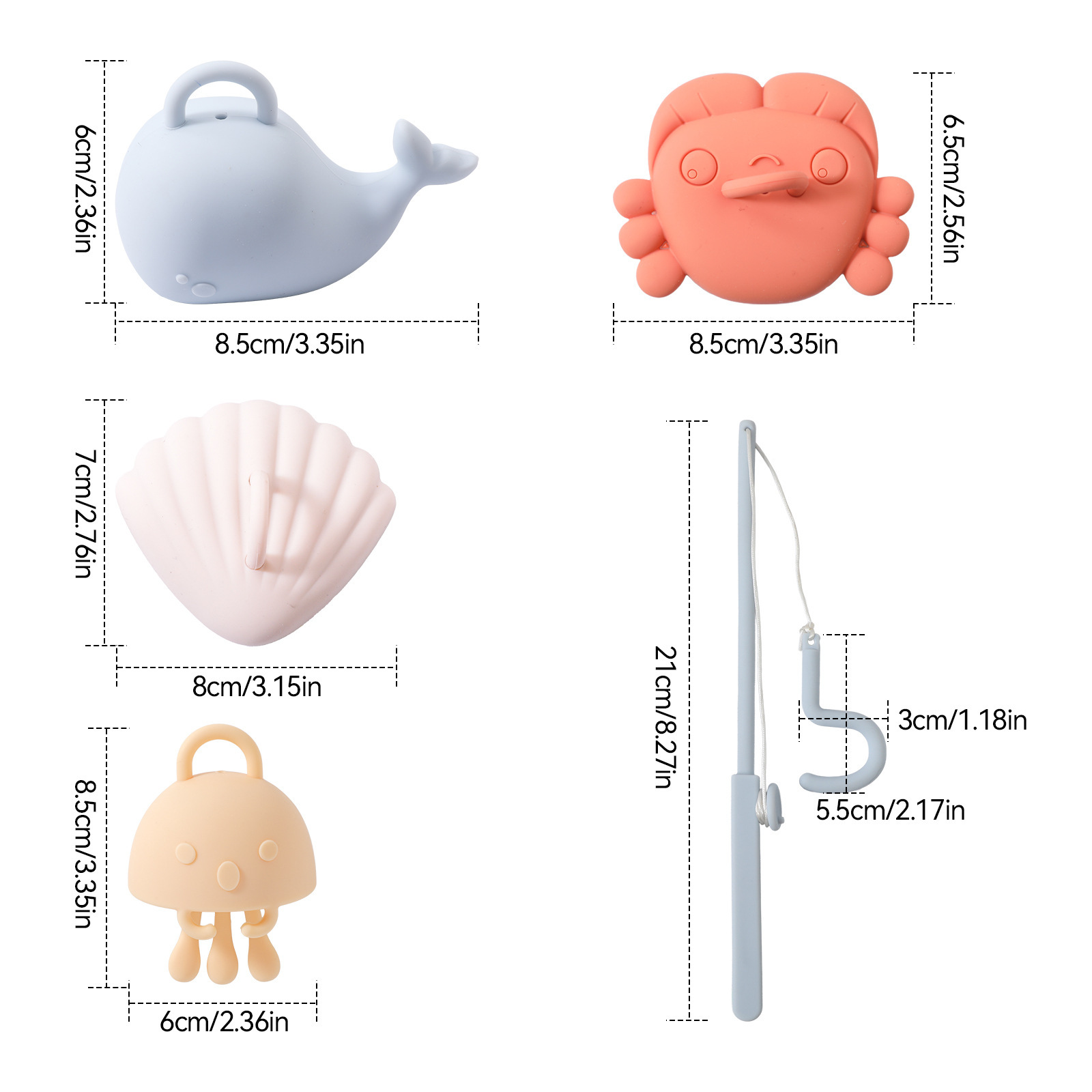 Silicone Fishing Play Set,Silicone Fishing Play Set, Montessori Fine Motor Skills Fish Game Bath Baby Toy for 1-3 4-8 Year Old Toddler Boys Girls