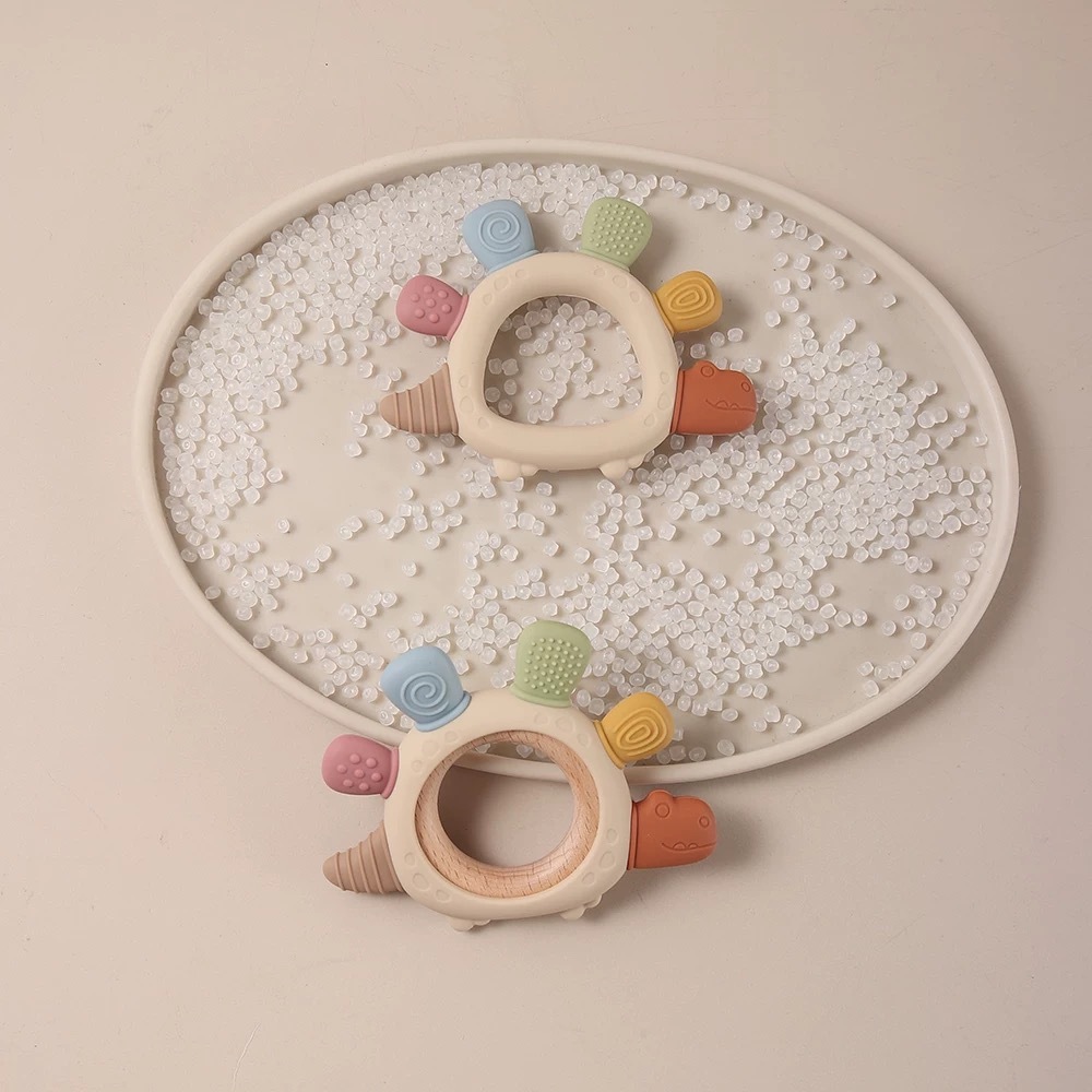 New Easily Holder Silicone Baby Teether Rings,Baby Teething Ring Toy for 3-6-12 Months, Silicone Infant Teether for Sore Gum Relief, Soothing Sensory Chew Toy