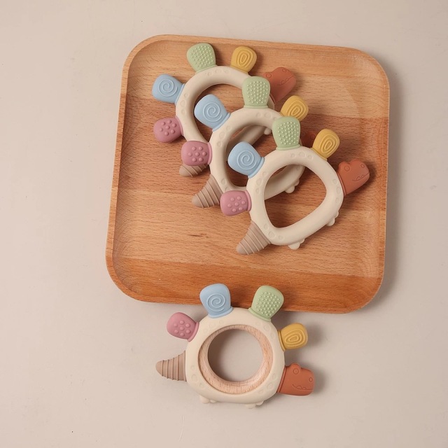 New Easily Holder Silicone Baby Teether Rings,Baby Teething Ring Toy for 3-6-12 Months, Silicone Infant Teether for Sore Gum Relief, Soothing Sensory Chew Toy
