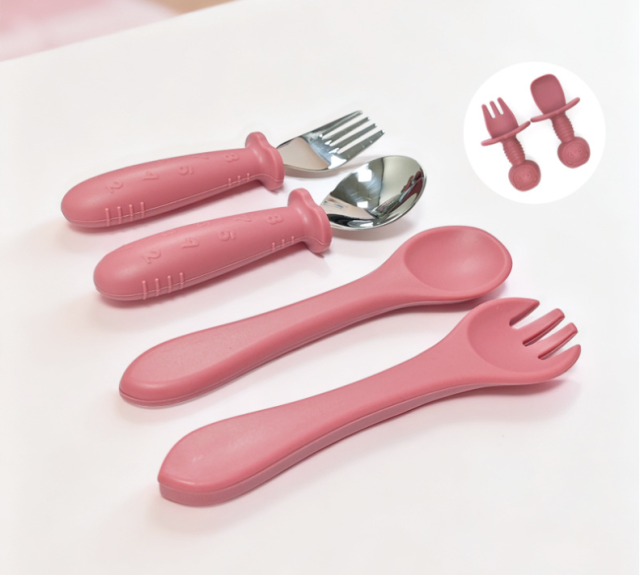 11PCS BPA-Free Sus304 &Silicone Infant Tableware Set,Baby & Toddler Feeding Set - Suction Divided Plates, Bowls, Silicone & Stainless Spoon Fork
