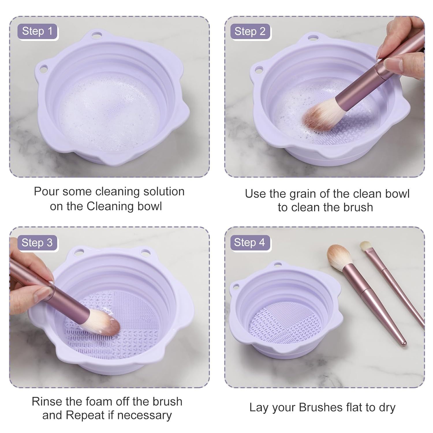 Makeup Brush Cleaner,Makeup Brush Cleaner, Etercycle Foldable Silicone Brush Cleaner Bowl Srubber, Portable Washing Tools for Makeup Brush,Powder Puff,Sponge