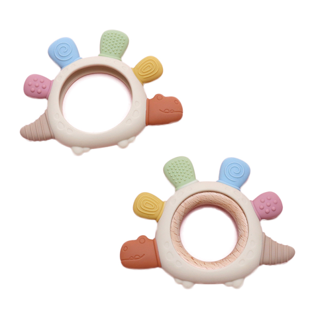 New Easily Holder Silicone Baby Teether Rings,Baby Teething Ring Toy for 3-6-12 Months, Silicone Infant Teether for Sore Gum Relief, Soothing Sensory Chew Toy