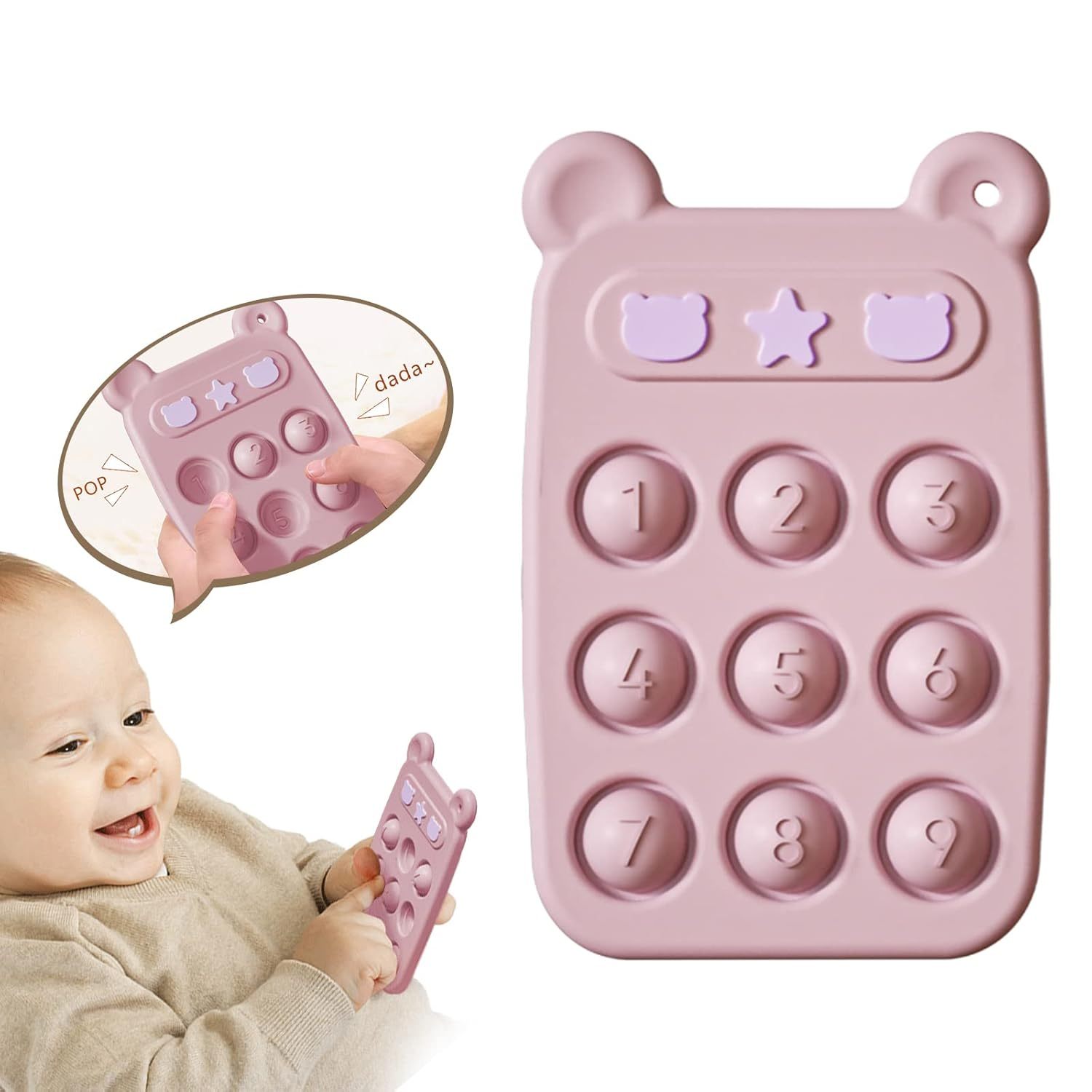 Silicone Fidget Baby Teething Toys,Silicone Teethers – Remote Control & Phone Teething Toys with Popper Buttons, BPA-Free, CPC Certified Baby Essentials for Infants & Toddlers