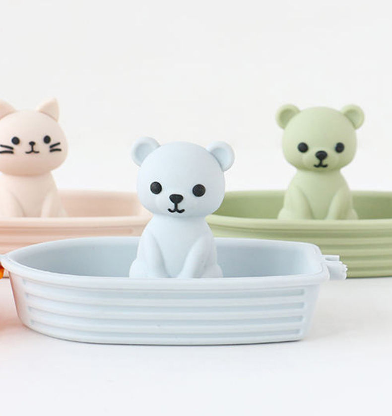 Eco-Friendly Non Toxic Bath Toys,Eco-Friendly Non Toxic Bath Toys, Animal Bath Toys with Floating Boats, Dog Cat Bear Mold Free Bathtub Toy for Toddlers