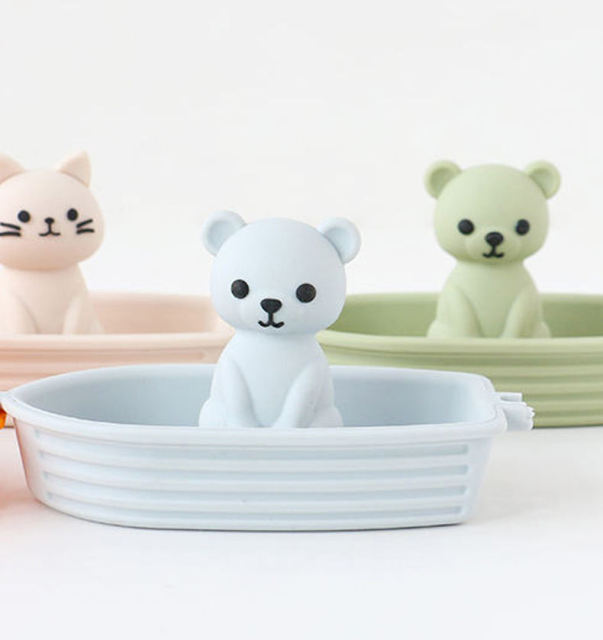Eco-Friendly Non Toxic Bath Toys,Eco-Friendly Non Toxic Bath Toys, Animal Bath Toys with Floating Boats, Dog Cat Bear Mold Free Bathtub Toy for Toddlers