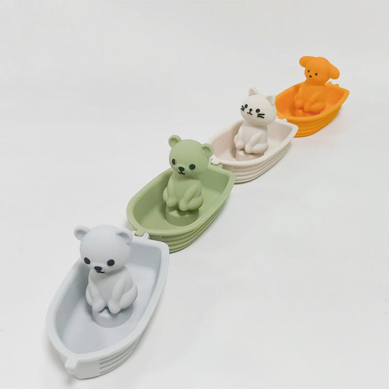 Eco-Friendly Non Toxic Bath Toys,Eco-Friendly Non Toxic Bath Toys, Animal Bath Toys with Floating Boats, Dog Cat Bear Mold Free Bathtub Toy for Toddlers