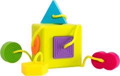 Silicone Cube Montessori Toys,Silicone Cube Montessori Toys,Travel-Friendly Shape Sorter with Tethered Shapes for Early Learning