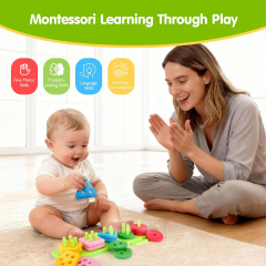Silicone Blocks for Toddlers 1-3 - Montessori Toys,Silicone Blocks for Toddlers 1-3 - Montessori Toys for 1 Year Old Sensory Toys, Color Sorting and Stacking Toy Soft Textured Educational Learning Toddler Baby Toys