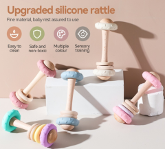 Teether Sensory Toys for Baby,Silicone Baby Teether Rattle Toy for 0-6 6-12 Months, BPA-Free Infant Teething Toy with Rattle Sound, Easy-Grip Design for Teething Relief