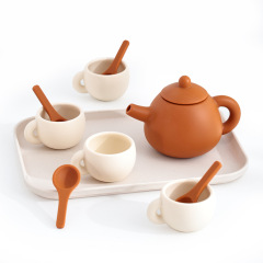 Silicone Tea Party Set,Silicone Tea Party Set, Tea Set with Tea Pot Cups Food Pretend Play Kitchen Accessories Christmas Birthday Gift