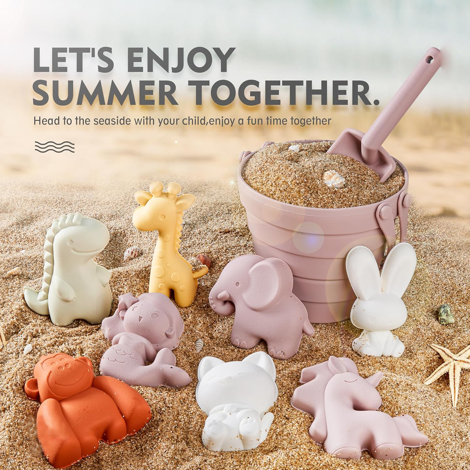 Customize Travel Friendly Silicone Beach Toys,Customize Travel Friendly Silicone Beach Toys, Baby Beach Essential Sand Molds, Beach Bag, Sand Toys for Toddler Kids