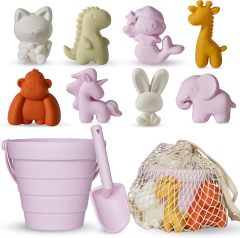 Customize Travel Friendly Silicone Beach Toys,Customize Travel Friendly Silicone Beach Toys, Baby Beach Essential Sand Molds, Beach Bag, Sand Toys for Toddler Kids