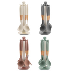 Silicone Cooking Utensils Set with Wood Handles,Silicone Cooking Utensils Set 6 Piece – Heat Resistant up to 480°F, BPA Free & Non-Scratch Kitchen Tools with Natural Wood Handles