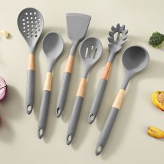 Silicone Cooking Utensils Set with Wood Handles,Silicone Cooking Utensils Set 6 Piece – Heat Resistant up to 480°F, BPA Free & Non-Scratch Kitchen Tools with Natural Wood Handles