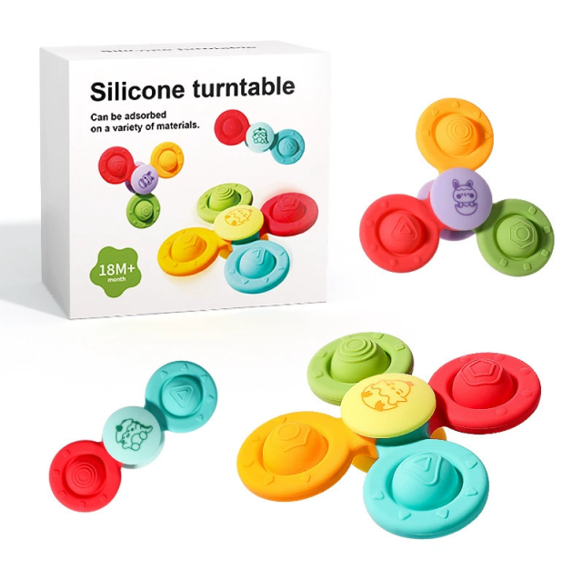 Silicone Sunshine Spinner Toys,Suction Cup Spinner Toys for Baby Infant Travel Spinning Top Bathing High Chair Toys for Toddlers