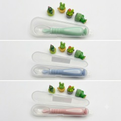 BPA Free Silicone Suction Spoon,BPA Free Silicone Suction Spoon Can Be Bent 360° with Storage Box for Baby Toddlers Feeding Dining Tableware
