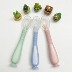 BPA Free Silicone Suction Spoon,BPA Free Silicone Suction Spoon Can Be Bent 360° with Storage Box for Baby Toddlers Feeding Dining Tableware
