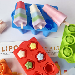 Star Foldable Silicone Popsicle Molds,Star Foldable Silicone Popsicle Molds with 50 Wooden Sticks, Homemade Ice Cream Molds for Kids Toddlers