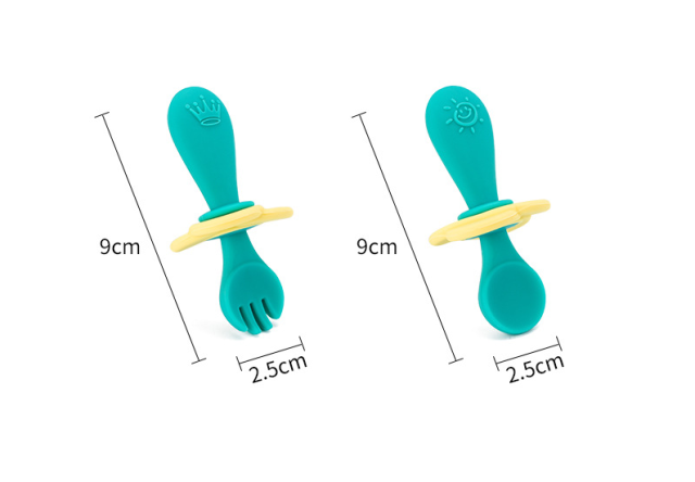 Hot Selling Silicone Spoon and Fork Set,Hot Selling Silicone Spoon and Fork Set, Baby Weaning Utensils for First Stage 6 Months+ with Anti-Choke Barrier