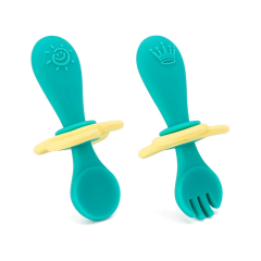 Hot Selling Silicone Spoon and Fork Set,Hot Selling Silicone Spoon and Fork Set, Baby Weaning Utensils for First Stage 6 Months+ with Anti-Choke Barrier
