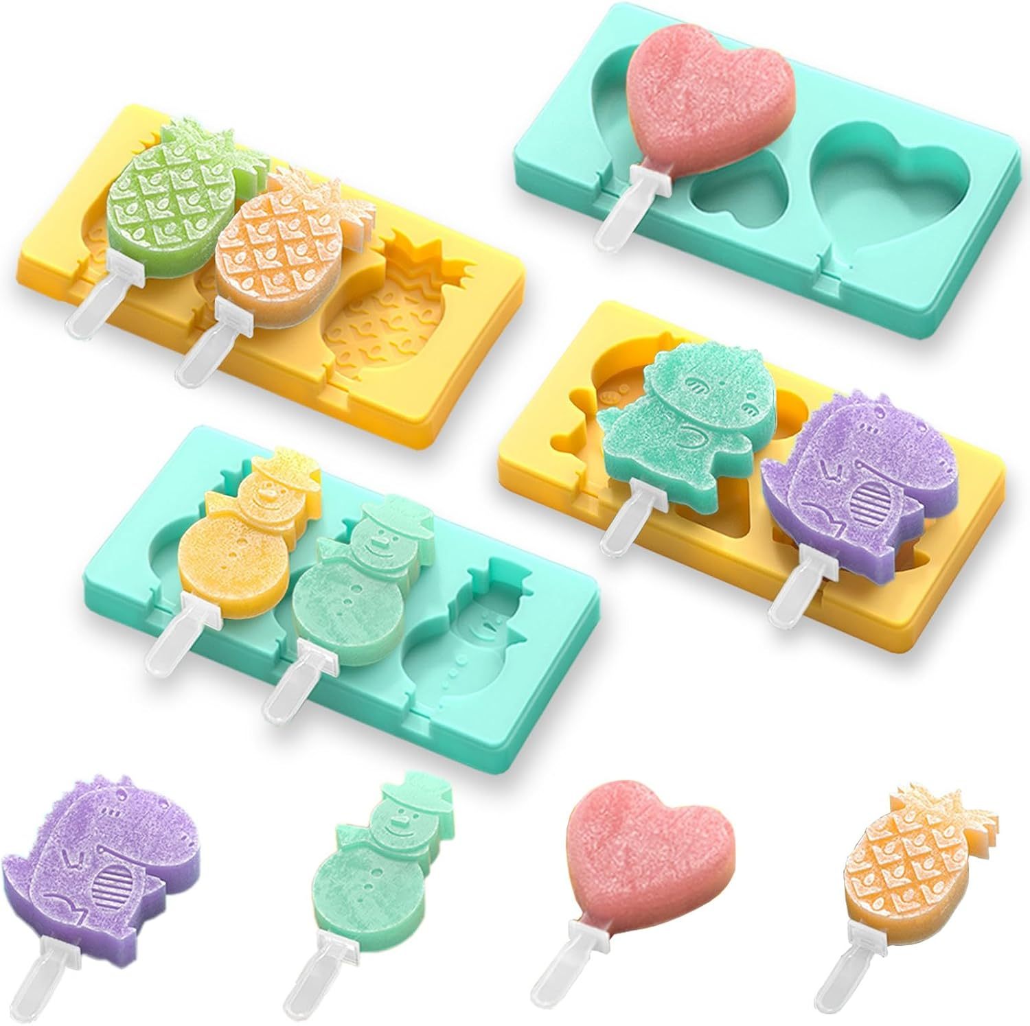 Silicone Popsicle Molds for Kids Wholesale,wholesale cake pop mold；cakesicle mold；Silicone Popsicle Molds for Kids, BPA-Free Food-Grade Silicone, Cartoon Shapes,
