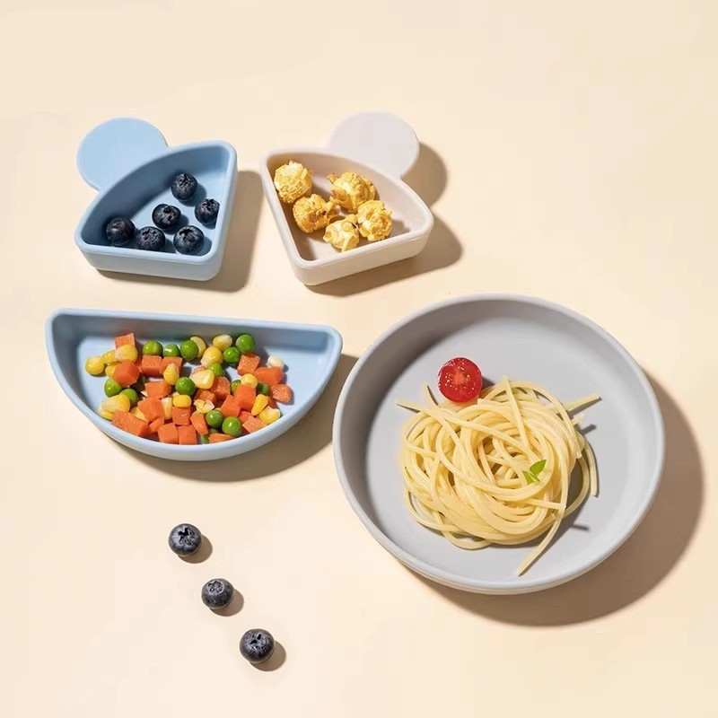 Adorable Bear Divided Silicone Plate for Kids,Adorable Bear Divided Silicone Plate for Kids Toddler Dining Highchair Tables, Dishwasher & Microwave Safe