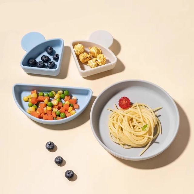 Adorable Bear Divided Silicone Plate for Kids,Adorable Bear Divided Silicone Plate for Kids Toddler Dining Highchair Tables, Dishwasher & Microwave Safe
