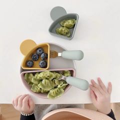 Adorable Bear Divided Silicone Plate for Kids,Adorable Bear Divided Silicone Plate for Kids Toddler Dining Highchair Tables, Dishwasher & Microwave Safe