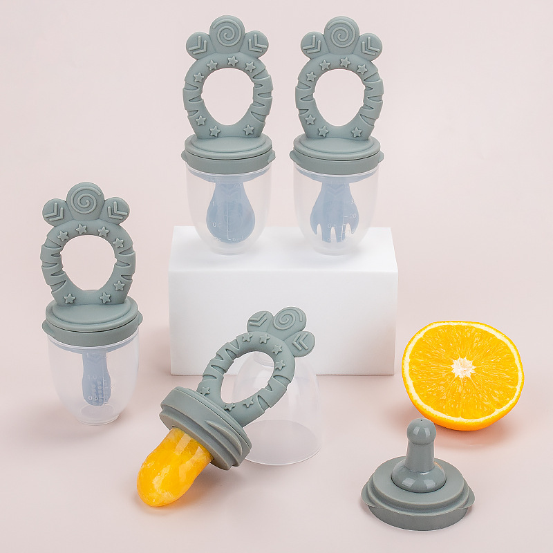 Silicone Baby Fresh Fruit Feeder,Silicone Baby Fruit Feeder with Mini Freezer Tray, Breastmilk Popsicle Molds for Baby Teething Relief, Fresh Food Feeder for Safe Infant Self Feeding,