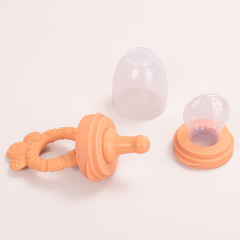 Silicone Baby Fresh Fruit Feeder,Silicone Baby Fruit Feeder with Mini Freezer Tray, Breastmilk Popsicle Molds for Baby Teething Relief, Fresh Food Feeder for Safe Infant Self Feeding,