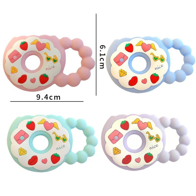 Newborns Silicone Teething Ring Donuts,Newborns Silicone Teething Ring Donuts, Baby Teether Cute Soothing Molar Chewing Gum Silly Chew Toy
