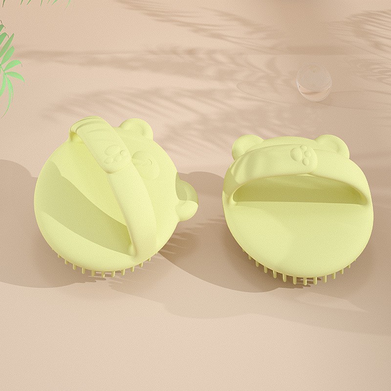 Dry Skin Baby Bath Brush,Baby Bear Shampoo Comb, Silicone Bristles, Newborn Dandruff Comb