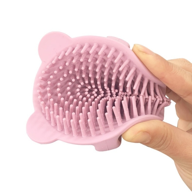 Dry Skin Baby Bath Brush,Baby Bear Shampoo Comb, Silicone Bristles, Newborn Dandruff Comb