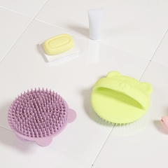Dry Skin Baby Bath Brush,Baby Bear Shampoo Comb, Silicone Bristles, Newborn Dandruff Comb