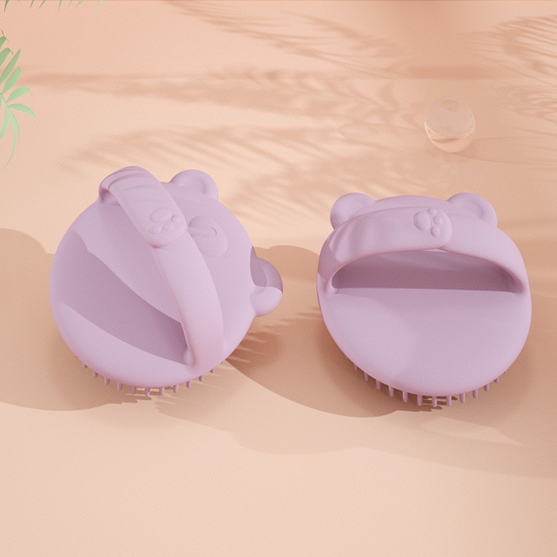 Dry Skin Baby Bath Brush,Baby Bear Shampoo Comb, Silicone Bristles, Newborn Dandruff Comb