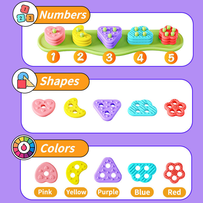 Silicone Bath Toys Color and Shape Sorting & Stacking Toys,Montessori Mold Free Silicone Bath Toys Color and Shape Sorting & Stacking Toys, Soft Textured Early Learning Tub Toys