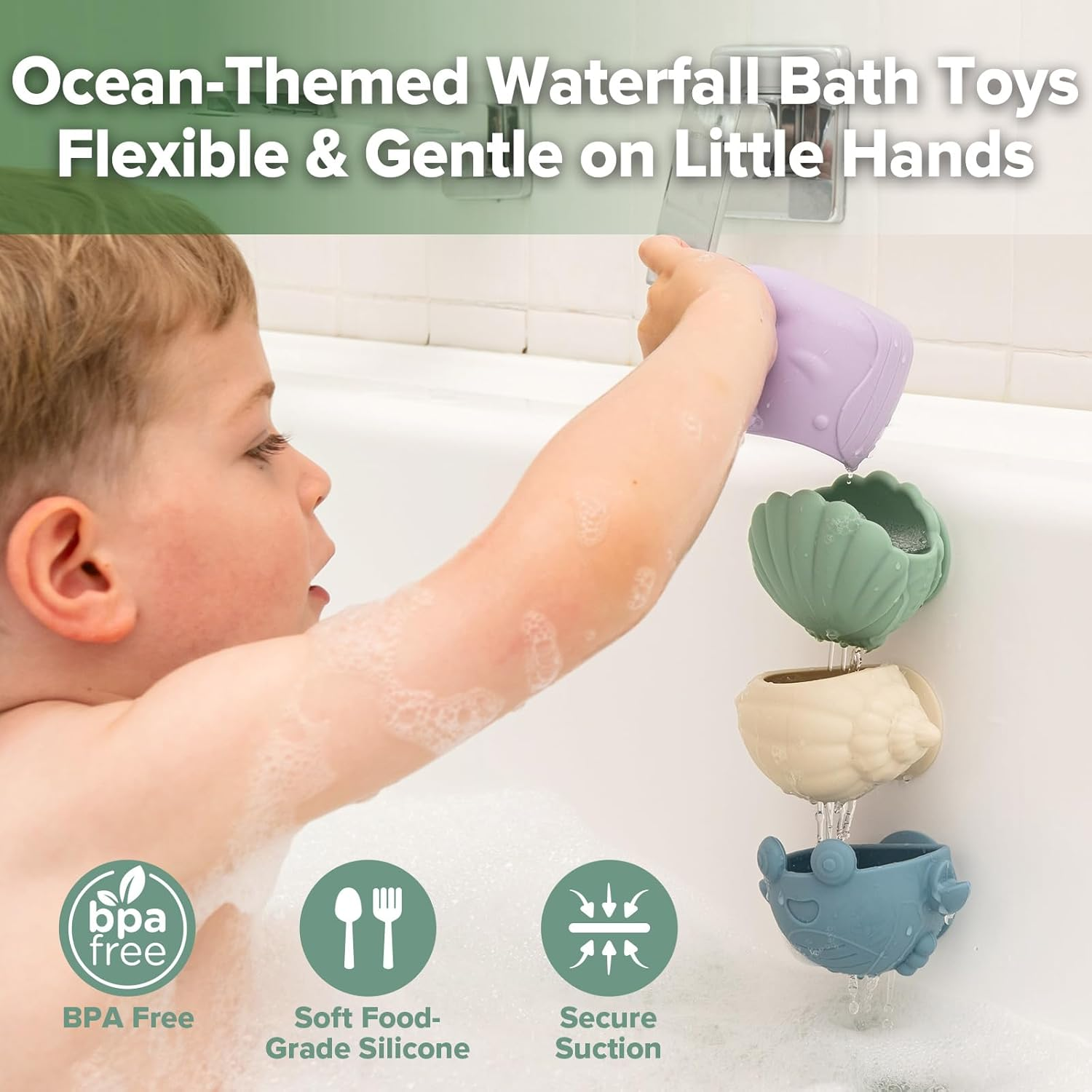 New Mold Free Food Grade Silicone Bathtub Pouring Toys,New Mold Free Food Grade Silicone Bathtub Pouring Toys for Toddler, BPA-Free Bath Tub Toys for Babies