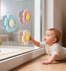 Floral Silicone Suction Cup Spinner Toy,Floral Silicone Suction Cup Spinner Toy, Rotating Play for Baby Toddlers Airplane Car Travel Table Highchair & Window Toys
