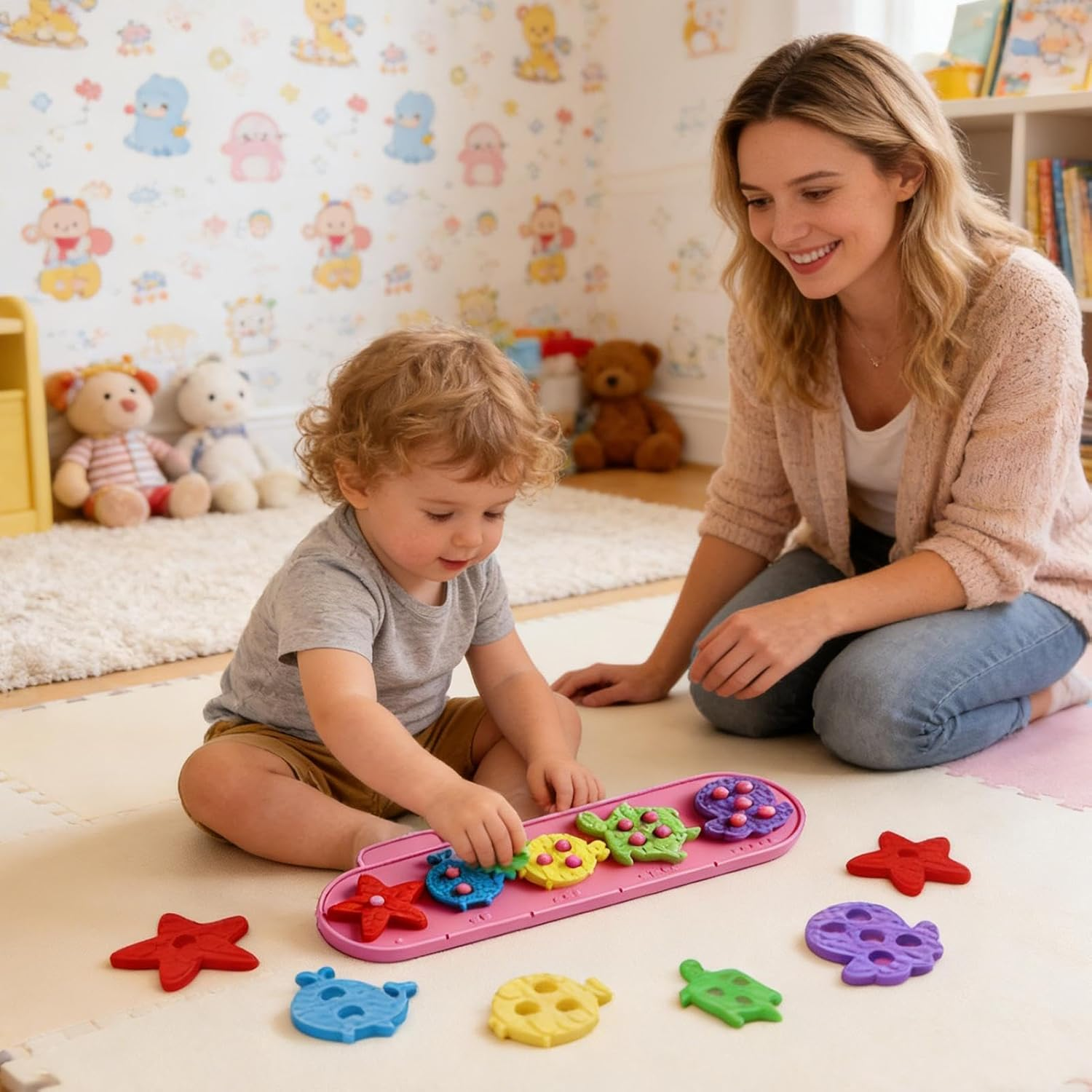 16Pcs Montessori Silicone Shape Sorter Stacking Toy,Soft Stacking Blocks for Baby - Sensory Montessori Toys Toddler Activities - Gifts for Boy Girl 6 9 12 18 Months 1 2 3 Year Old Birthday - Infant Bath Toys