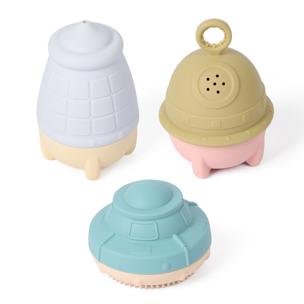 UFO Silicone Bath Playing Toy Water Squeezing Brush,UFO Silicone Bath Playing Toy Water Squeezing Brush, Bath Spraying Toy for Toddlers and Children Montessori Motor Skills