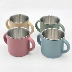 Silicone Straws Durable Stainless Steel 2-in-1 Drinking Cups for Kids,With Handle Easy to Grip Dishwasher Safe Kid Cups Silicone Straws Durable Stainless Steel 2-in-1 Drinking Cups for Kids