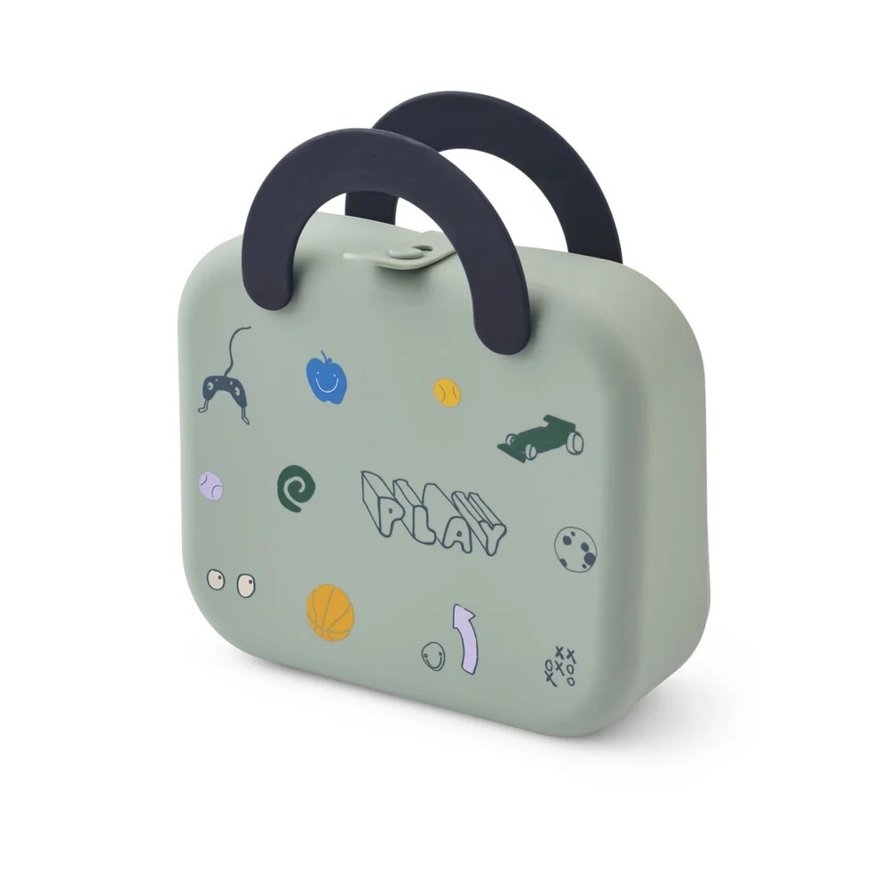 Silicone Food Storage Containers,Printing Design Oven & Dishwasher Safe BPA Free Silicone Bento Box for Kids Bento Lunch Box Foldable Lunch Box