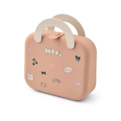 Silicone Food Storage Containers,Printing Design Oven & Dishwasher Safe BPA Free Silicone Bento Box for Kids Bento Lunch Box Foldable Lunch Box