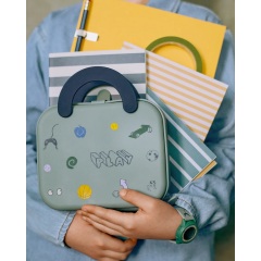 Silicone Food Storage Containers,Printing Design Oven & Dishwasher Safe BPA Free Silicone Bento Box for Kids Bento Lunch Box Foldable Lunch Box