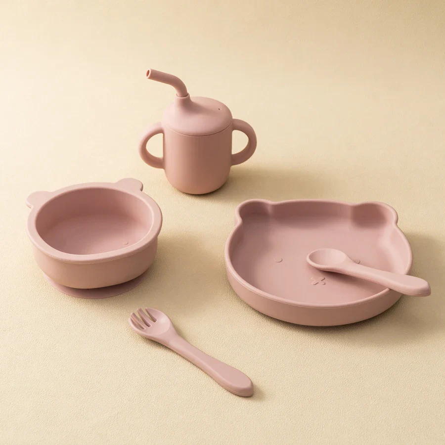 BPA Free Sustainable Baby Feeding Set Gift With Suction Plate,BPA Free Sustainable Baby Feeding Set Gift With Suction Plate, Bowl, Spoon, Fork, Straw Cup for Infants and Toddlers